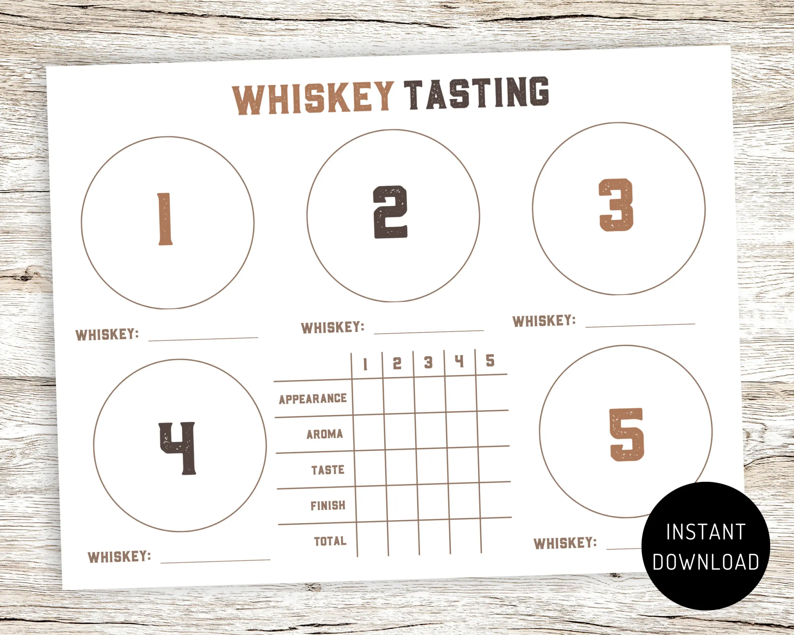 Whiskey Tasting Scorecard Whiskey Whiskey Tasting Scorecard Whiskey