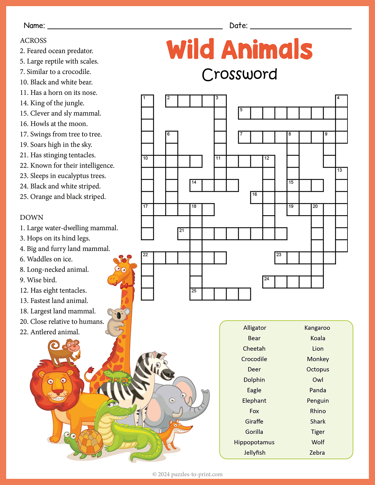 Wild Animals Crossword shtml