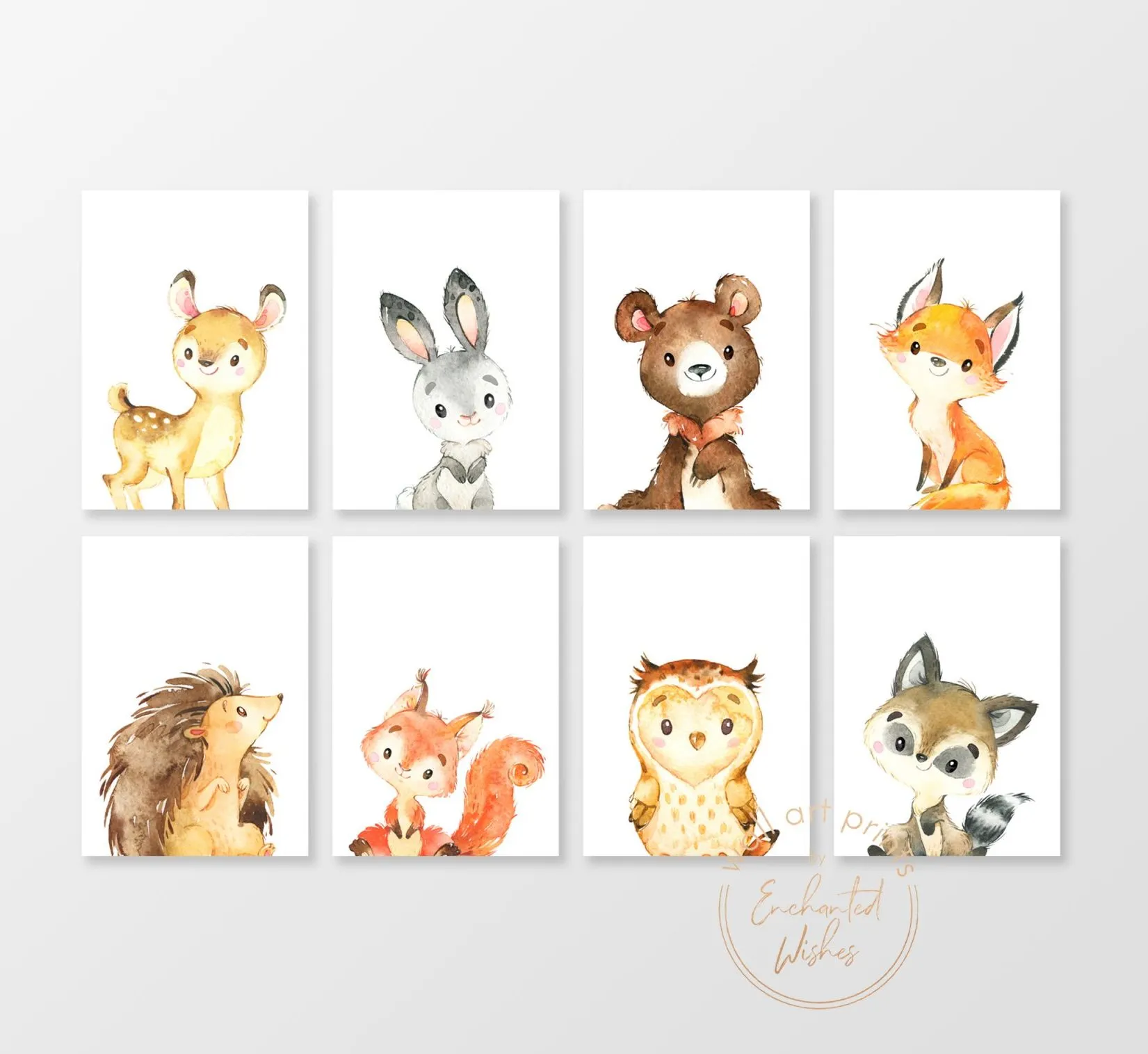 Woodland Animal Prints Set Of 8