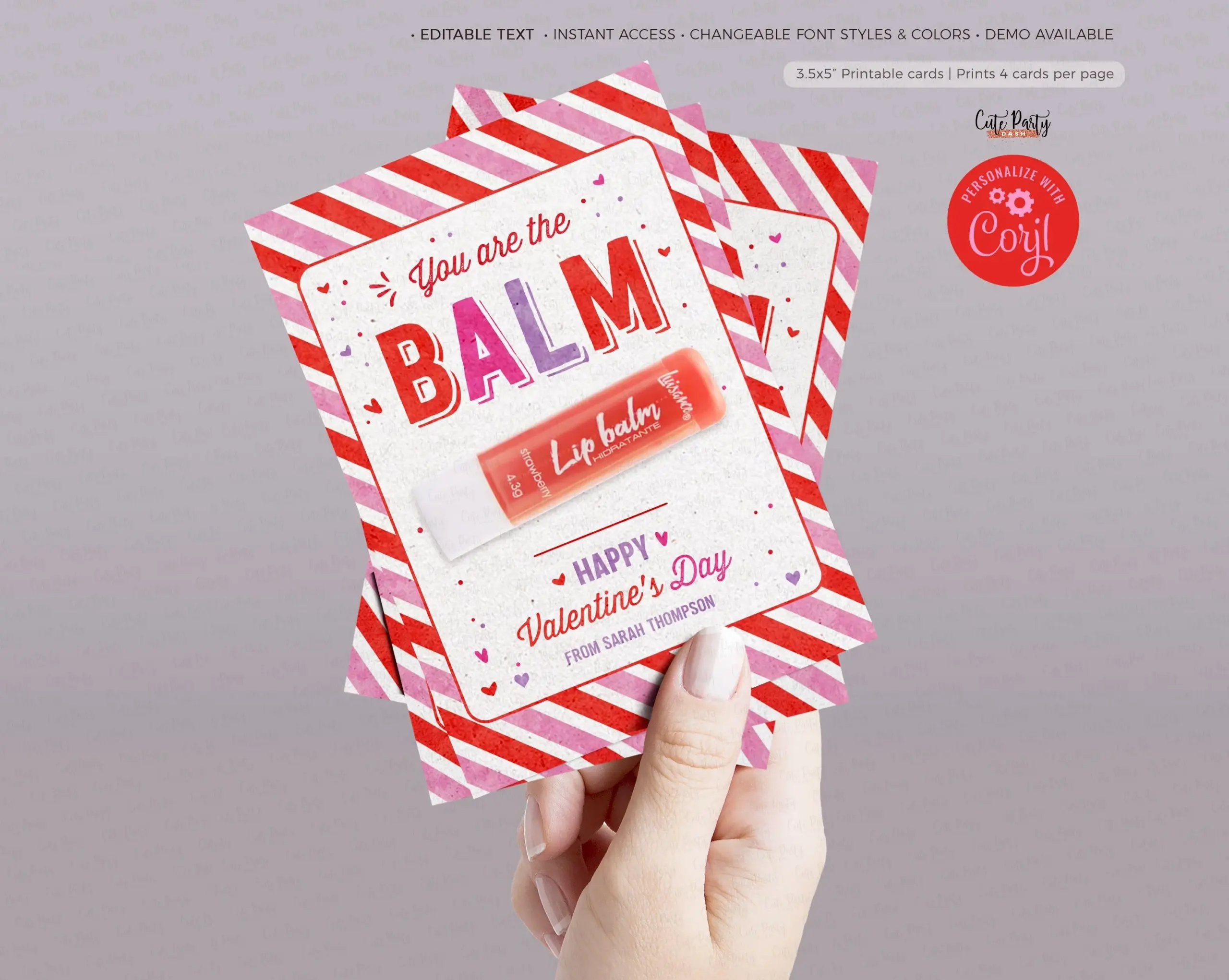 Youre The Balm Valentine Lip Balm Holder Valentines Day Gift Tag Digital Download Youre The Balm Valentine Lip Balm Holder Valentines Day Gift Tag Digital Download